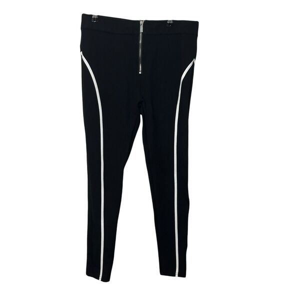 Maniere De Voir High Rise Leggings Women’s 14 Black Zip Trim Compression Inseam - Picture 2 of 12